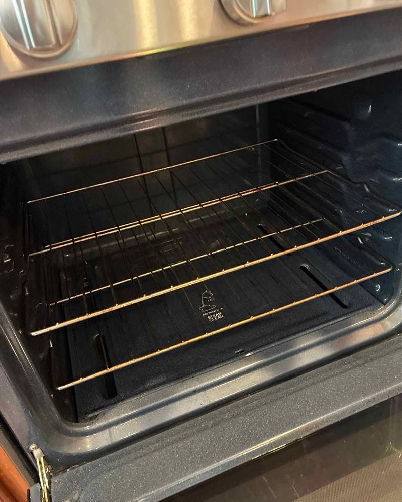Cleaned oven interior with degreased racks after an oven cleaning in Hamburg, NJ